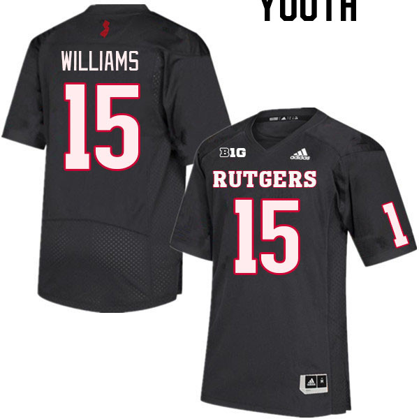 Youth #15 Zilan Williams Rutgers Scarlet Knights College Football Jerseys Stitched Sale-Black